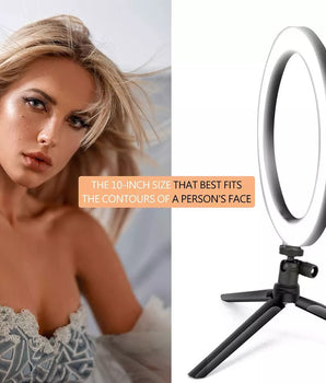 10" LED Selfie Ring Light With Tripod Phone Holder Stand